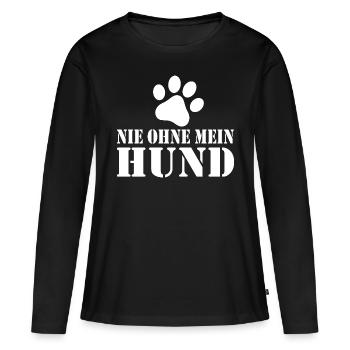 Chien chien - T-shirt manches longues Premium bio Femme - noir - Devant - Julia (174cm)