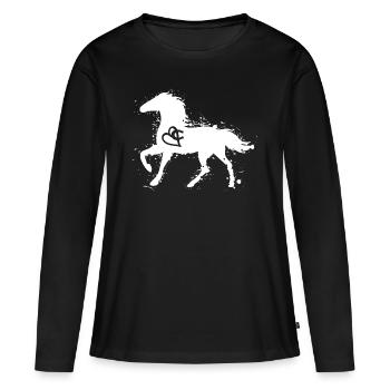 Pferde Pferd reiten - Frauen Premium Bio Langarmshirt - Schwarz - Vorne - Julia (174cm)