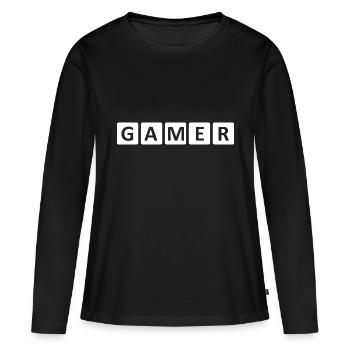 Jeu PC de jeu - T-shirt manches longues Premium bio Femme - noir - Devant - Julia (174cm)