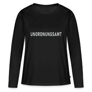 UNORDNUNGSAMT - Frauen Premium Bio Langarmshirt - Schwarz - Vorne - Julia (174cm)