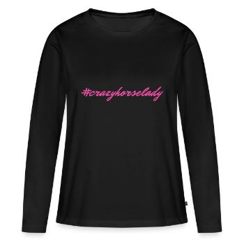 crazy horse lady - Women's Premium Organic Long Sleeve Shirt - black - Front - Julia (174cm)