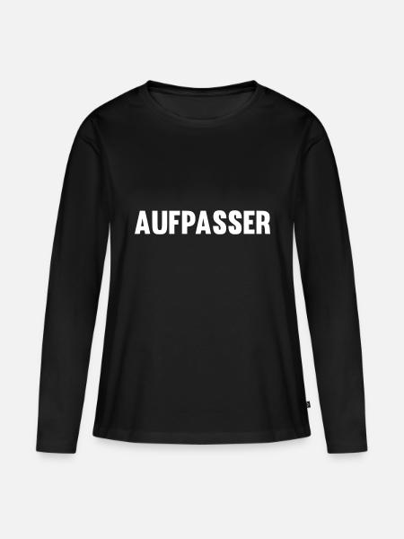 Aufpasser - Frauen Premium Bio Langarmshirt - Schwarz