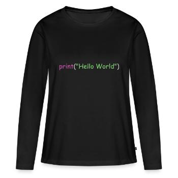 Hello World programming Python C++ C # - Women's Premium Organic Long Sleeve Shirt - black - Front - Julia (174cm)