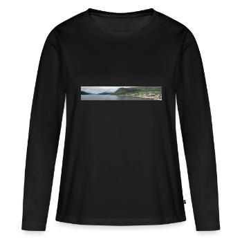 Nordfjordeid Vue panoramique depuis le port de Norvège - T-shirt manches longues Premium bio Femme - noir - Devant - Julia (174cm)
