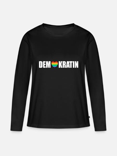 Demokratin Demonstration gegen rechts Demokratie - Frauen Premium Bio Langarmshirt - Schwarz