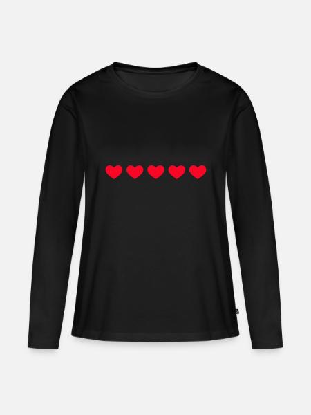 herzen - Frauen Premium Bio Langarmshirt - Schwarz