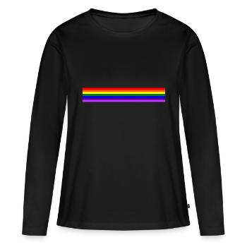 Bande arc en ciel/rainbow band - T-shirt manches longues Premium bio Femme - noir - Devant - Julia (174cm)