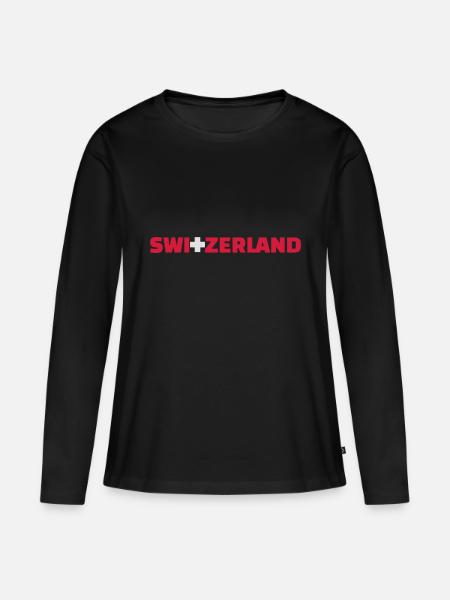 Schweiz - Frauen Premium Bio Langarmshirt - Schwarz