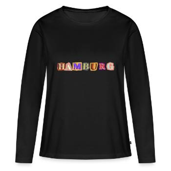 Hambourg : une ville portuaire pleine de charme - T-shirt manches longues Premium bio Femme - noir - Devant - Julia (174cm)