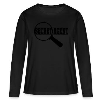 Agent secret parle drôle - T-shirt manches longues Premium bio Femme - noir - Devant - Julia (174cm)