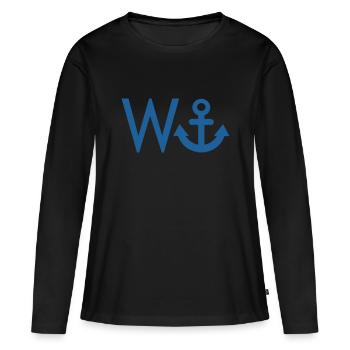 W ANCHOR - branleur - T-shirt manches longues Premium bio Femme - noir - Devant - Julia (174cm)