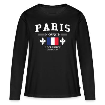 Paris - T-shirt manches longues Premium bio Femme - noir - Devant - Julia (174cm)