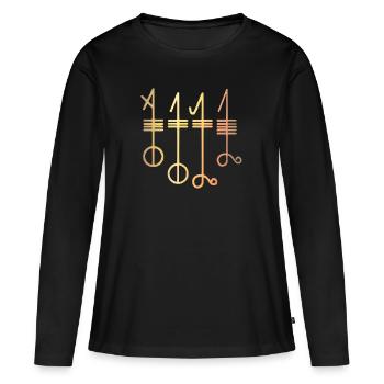 Svefnthorn - Wikinger Symbol - Frauen Premium Bio Langarmshirt - Schwarz - Vorne - Julia (174cm)