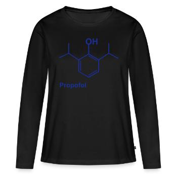 Bleu de propofol - T-shirt manches longues Premium bio Femme - noir - Devant - Julia (174cm)