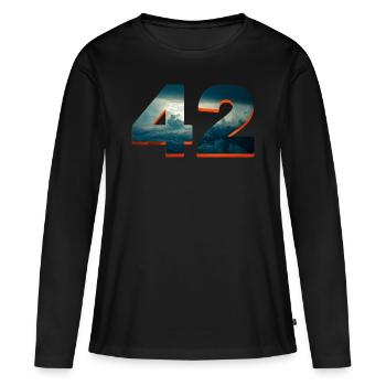 42 sonne u wolken douglas universum antwort frage - Frauen Premium Bio Langarmshirt - Schwarz - Vorne - Julia (174cm)