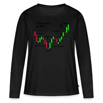 Shoulder-Head-Shoulder Chart - Women's Premium Organic Long Sleeve Shirt - black - Front - Julia (174cm)