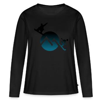 Zwischen Snow und Ski - Frauen Premium Bio Langarmshirt - Schwarz - Vorne - Julia (174cm)