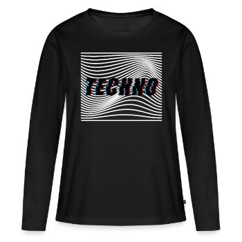 Techno Vagues Trippy Psychédélique - T-shirt manches longues Premium bio Femme - noir - Devant - Julia (174cm)