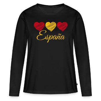 Articles de fans Espagne Euro National Equipe Espana - T-shirt manches longues Premium bio Femme - noir - Devant - Julia (174cm)