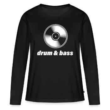Drum & Bass Disque Oldschool Spruch - T-shirt manches longues Premium bio Femme - noir - Devant - Julia (174cm)