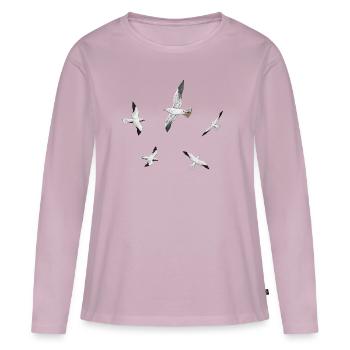 Seemöwen, Möwen, Seeschwalben, Seevögel - Frauen Premium Bio Langarmshirt - Altrosa - Vorne - Julia (174cm)
