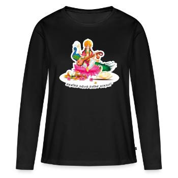 SARASVATI Déesse Brahma Hindou Sanskrit Paon - T-shirt manches longues Premium bio Femme - noir - Devant - Julia (174cm)