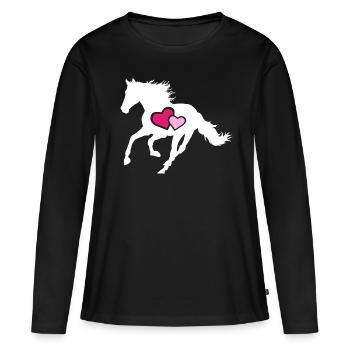 Pferde Pferd reiten - Frauen Premium Bio Langarmshirt - Schwarz - Vorne - Julia (174cm)