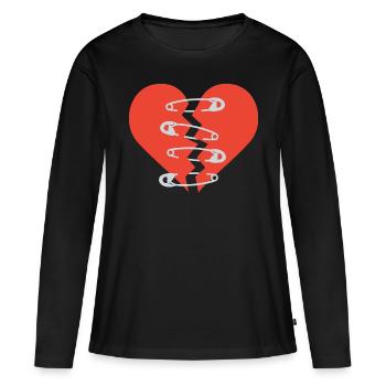 broken heart-repaired heart - Frauen Premium Bio Langarmshirt - Schwarz - Vorne - Julia (174cm)