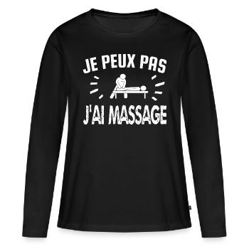 je peux pas j'ai massage - T-shirt manches longues Premium bio Femme - noir - Devant - Julia (174cm)