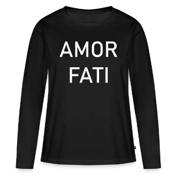 Cupid Fati - Aimez votre destin - Nietzsche - T-shirt manches longues Premium bio Femme - noir - Devant - Julia (174cm)