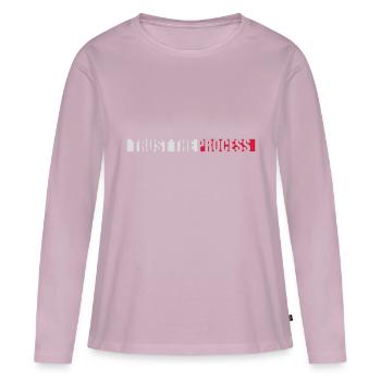 faire confiance au processus Devis - T-shirt manches longues Premium bio Femme - rose poudré - Devant - Julia (174cm)