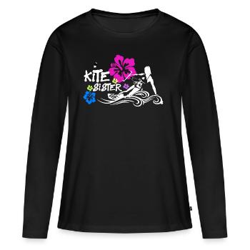 Kitesurf Kitesister - Frauen Premium Bio Langarmshirt - Schwarz - Vorne - Julia (174cm)