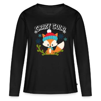 Idée Noël Noël Crazy Cold Fox Snow - T-shirt manches longues Premium bio Femme - noir - Devant - Julia (174cm)