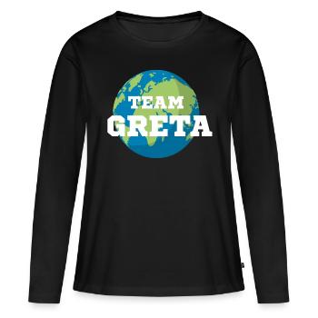Team Greta weiss Erde - Frauen Premium Bio Langarmshirt - Schwarz - Vorne - Julia (174cm)