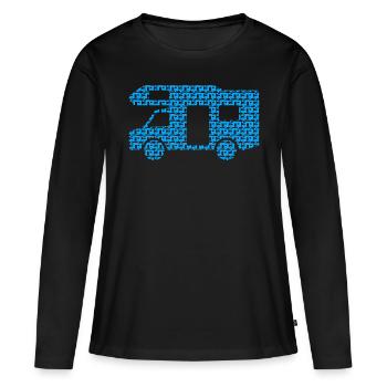 Wohnmobil-Matrix blau - Frauen Premium Bio Langarmshirt - Schwarz - Vorne - Julia (174cm)