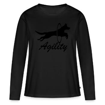 Agilité de chien de chien - T-shirt manches longues Premium bio Femme - noir - Devant - Julia (174cm)