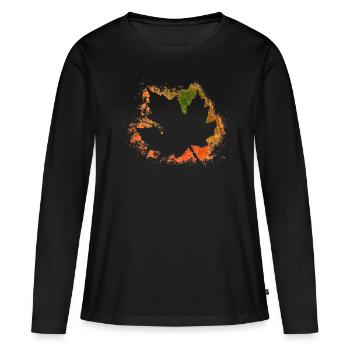 Herbst Laub - Frauen Premium Bio Langarmshirt - Schwarz - Vorne - Julia (174cm)