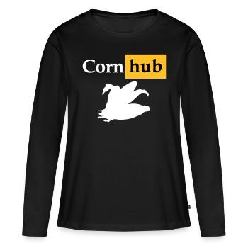 Corn-Hub - Frauen Premium Bio Langarmshirt - Schwarz - Vorne - Julia (174cm)