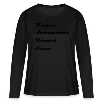 MAMA - Frauen Premium Bio Langarmshirt - Schwarz - Vorne - Julia (174cm)