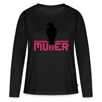 Rabenmutter - Frauen Premium Bio Langarmshirt - Schwarz - Vorne - Julia (174cm)