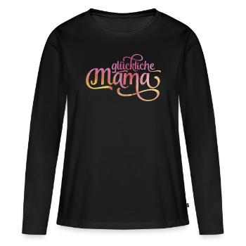 Glückliche Mama - Frauen Premium Bio Langarmshirt - Schwarz - Vorne - Julia (174cm)