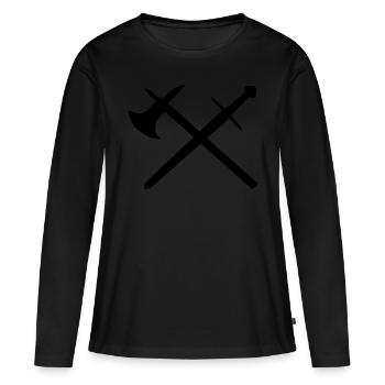 Schwert und Axt - Frauen Premium Bio Langarmshirt - Schwarz - Vorne - Julia (174cm)