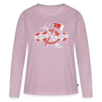 Honor Pride pompier pompier pompiers - T-shirt manches longues Premium bio Femme - rose poudré - Devant - Julia (174cm)