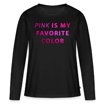 Le rose est ma couleur préférée - T-shirt manches longues Premium bio Femme - noir - Devant - Julia (174cm)