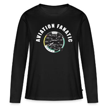 Aviation fanatic - T-shirt manches longues Premium bio Femme - noir - Devant - Julia (174cm)
