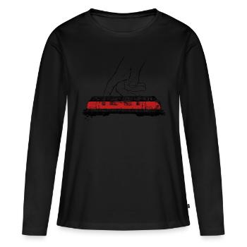 Modelleisenbahn - Frauen Premium Bio Langarmshirt - Schwarz - Vorne - Julia (174cm)