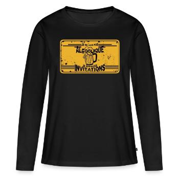 pas alcoolique subis invitation humour alcool - T-shirt manches longues Premium bio Femme - noir - Devant - Julia (174cm)