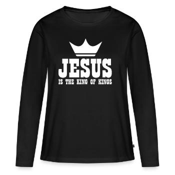 Jésus-Christ Dieu Dieu - T-shirt manches longues Premium bio Femme - noir - Devant - Julia (174cm)