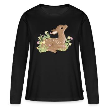 Fauve au printemps - T-shirt manches longues Premium bio Femme - noir - Devant - Julia (174cm)