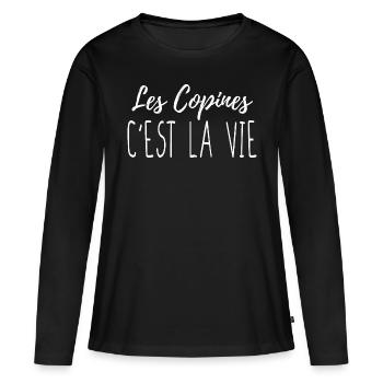 Les copines c'est la vie - T-shirt manches longues Premium bio Femme - noir - Devant - Julia (174cm)